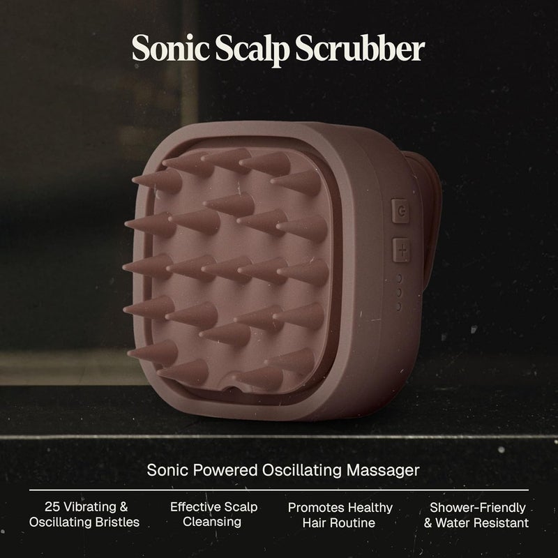 Black Wolf Sonic Scalp Scrubber, (Taupe) - Hair & Scalp Massager Brush with 3-Speed Oscillation - Rechargeable Scalp Care Comb with Soft Silicone Oscillating Bristles for Deep Clean & Exfoliation - Image 2